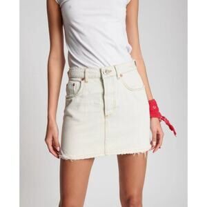 OneTeaspoon BRANDO 2020 MINI HIGH WAIST DENIM SKIRT WHITE